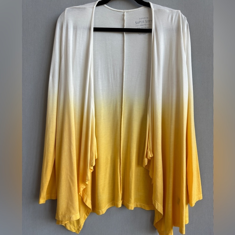 Torrid Ombre Cardigan Yellow White Lightweight Open Front Plus Size M